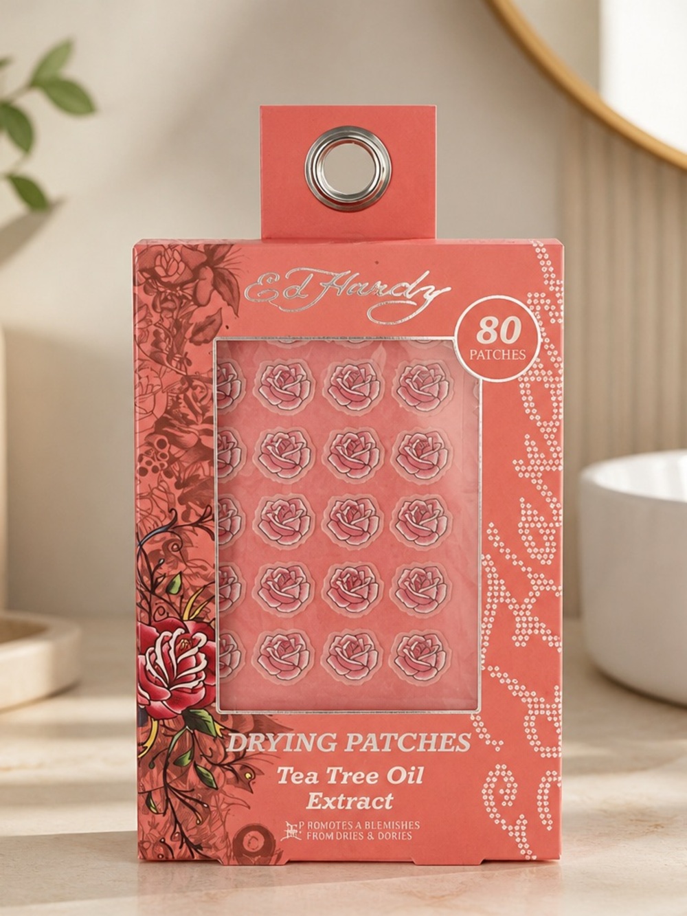Ed Hardy 80ct Tea Tree Oil Drying Patches Pink Rose Acne Blemish